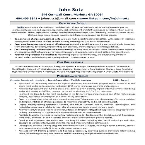 John Sutz - 2016 Resume (2016)