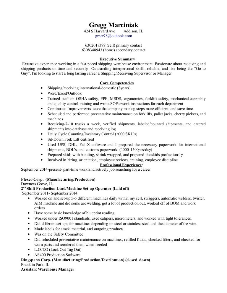 receiving supervisor job description