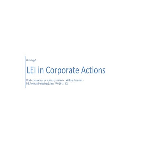 LEI and Corporate Actions  by Ontolgy2