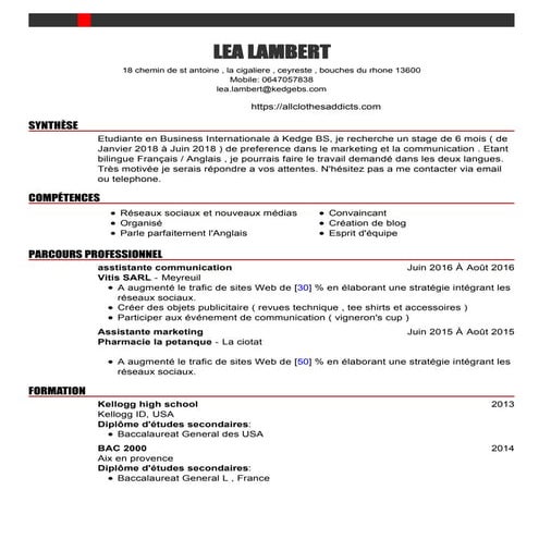 CV Nathan Berard - Alternance 2018 | PDF