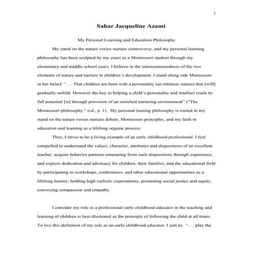 Personal Education Philosophy