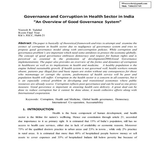 Corruption in Health Sector - Causes and Consequences.pptx