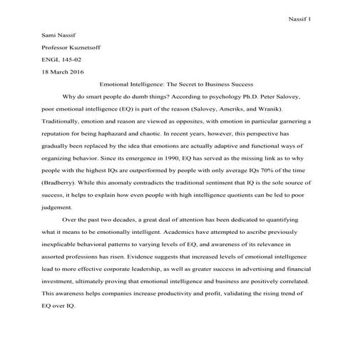 Emotional Intelligence-The Secret to Business Success