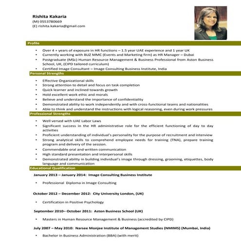 HR Resume - Rishita K