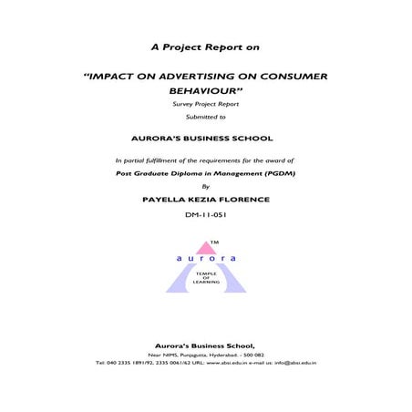 IMPACT ON ADVERTISING ON CONSUMER BEHAVIOUR