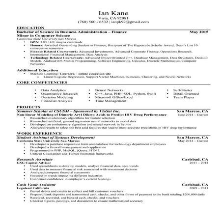 Ian Kane Resume