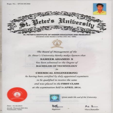 Ug Certificate Pdf