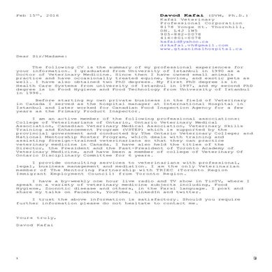 Davod Kafai  Resume, Feb. 16, 16