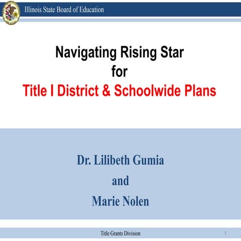 Title I and Schoolwide Plans in Rising Star Presentation for IATD
