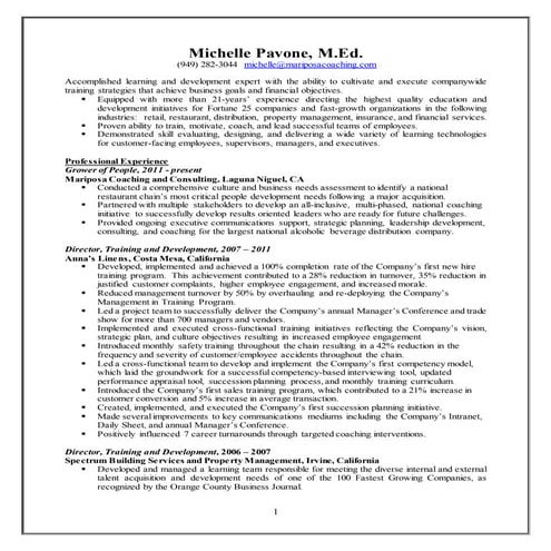Michelle Pavone_Resume_of_Qualifications