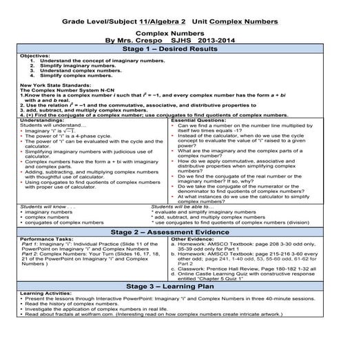 Crespo UBD Complex Numbers