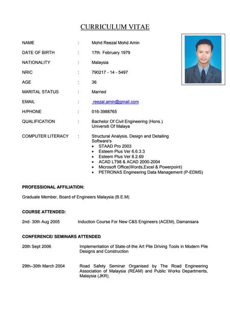 CV Reezal 2015
