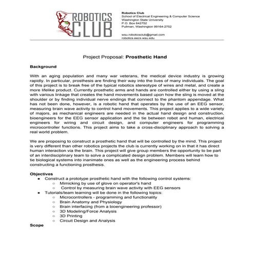 Prosthetic Hand Proposal