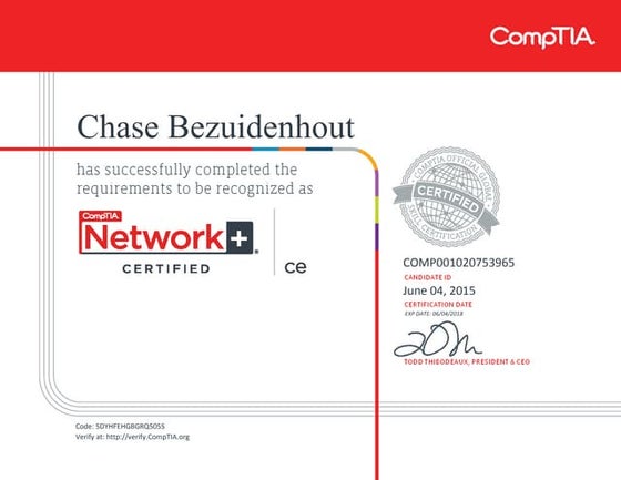 CompTIA Network+ ce certificate | PDF | Technology & Computing