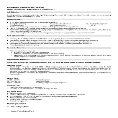 Prashant Rayarikar Resume