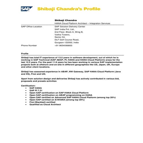 Shibaji Chandra - Cloud Architect