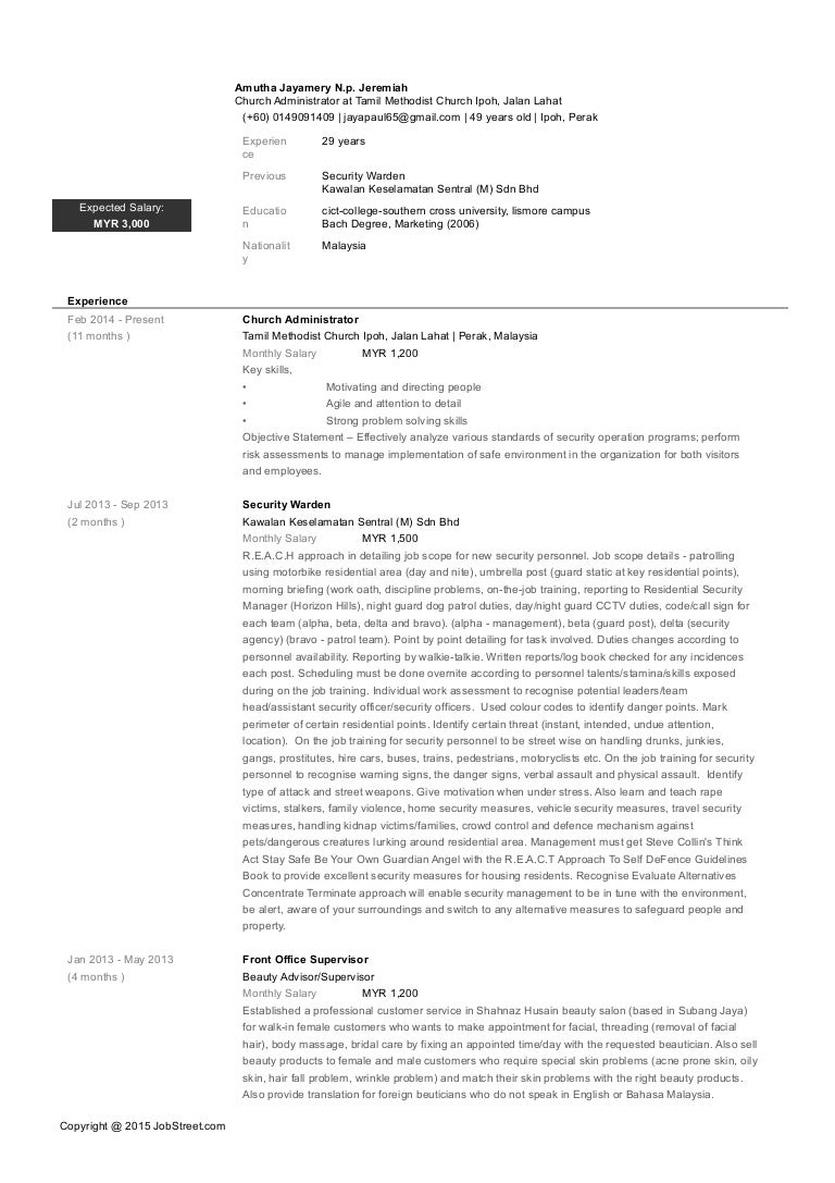 full resume amutha jayamery np jeremiah