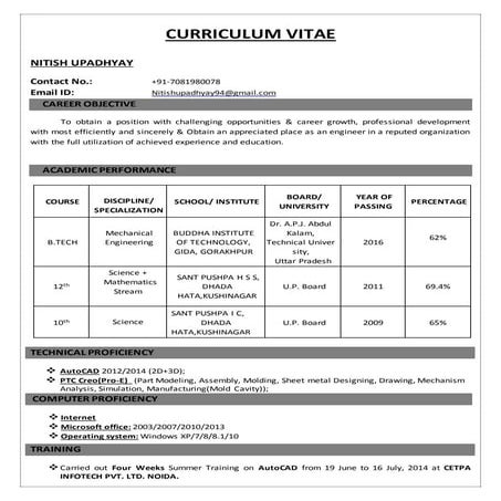 Nitish upadhyay cv