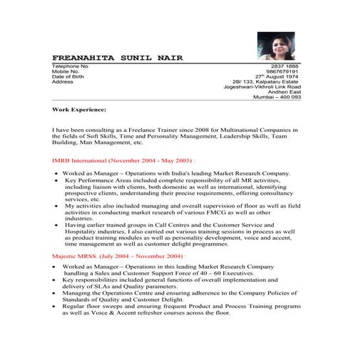 Freanahita Nair - resume
