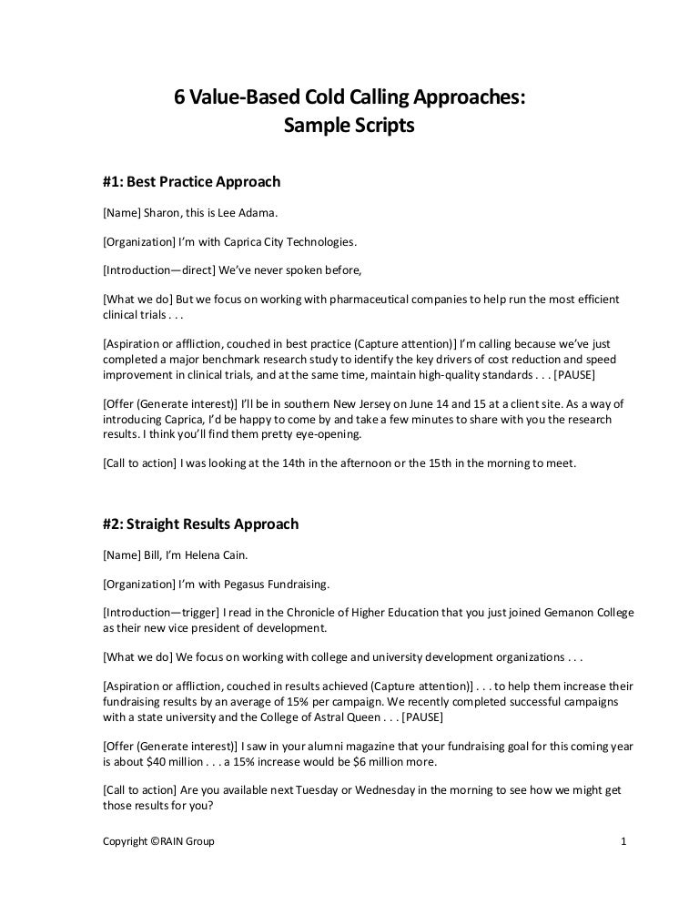 Sales call script examples pdf image