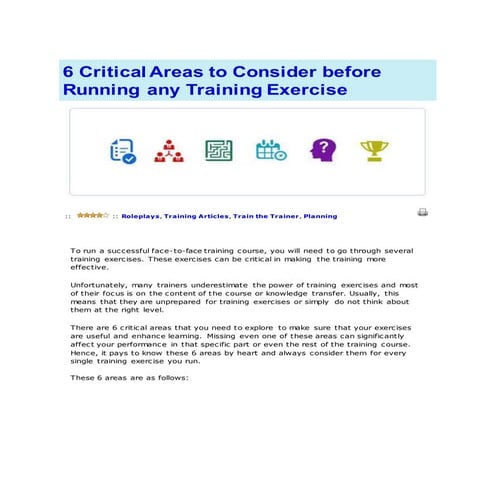 6 critical areas to consider before training