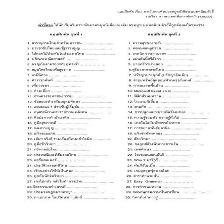 แบบฝึกวิเคราะห์หมวดหมู่