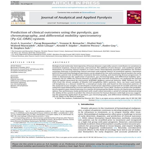 Cancer detection using volatile organic compunds | PDF