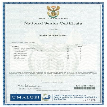 National Senior certificate | PDF