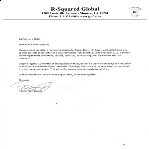R-Squared Global Letter of Recommendation | PDF