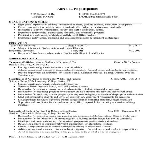 Papadopoulos Resume