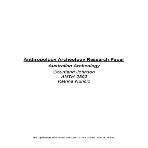 Australian Archaeology Essay
