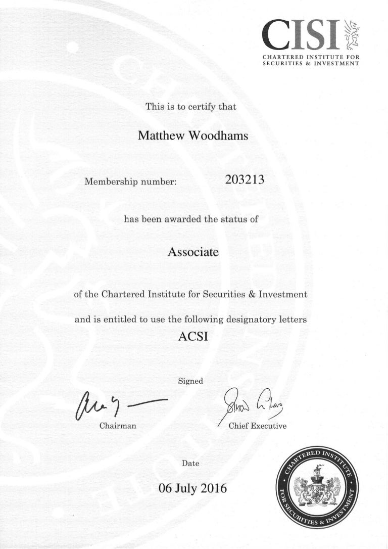 Cisi Certificate – Where we are – JLPIW