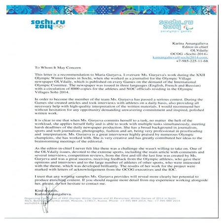 Sochi recommendation