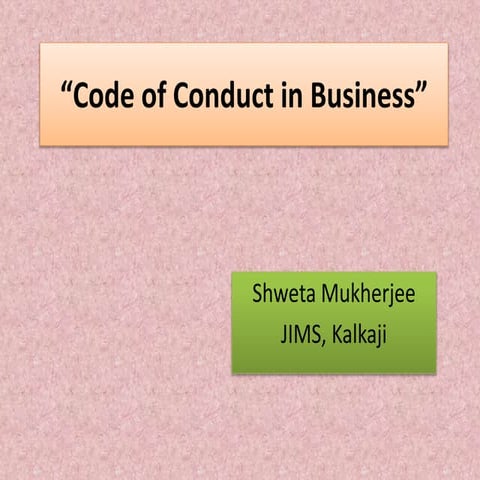 Code of Conduct in Business