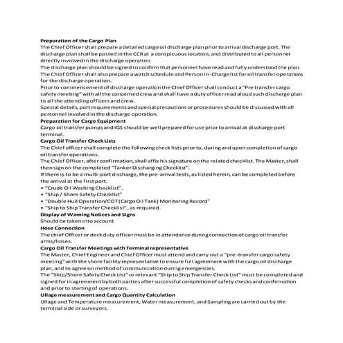 Preparation of the Cargo Plan