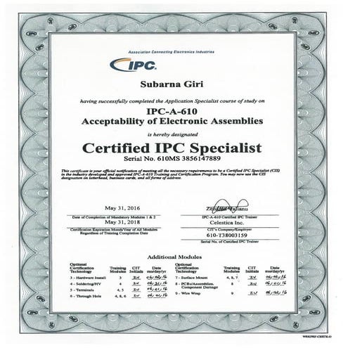 IPC Certificate