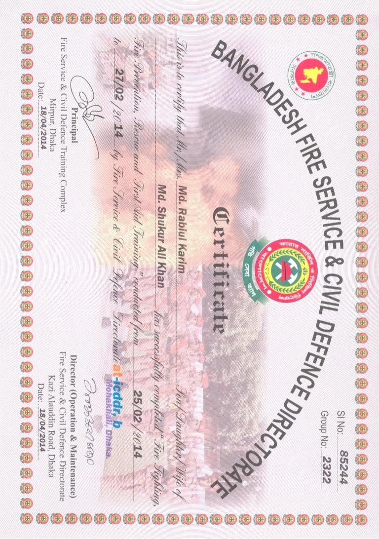 Fire Training Certificate