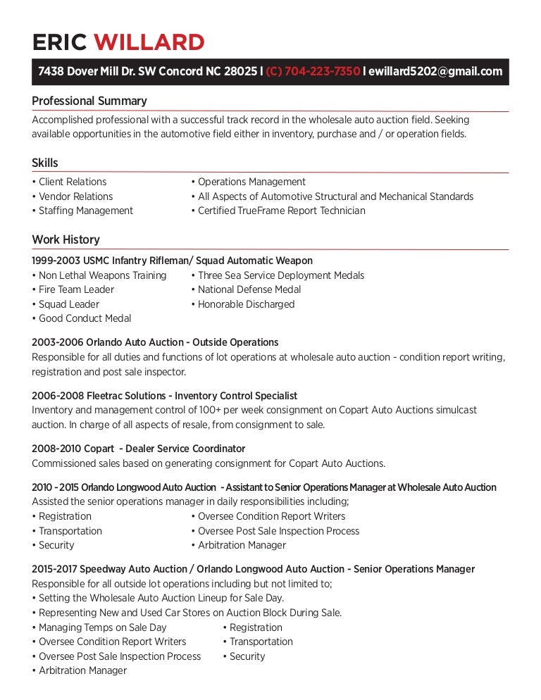 Orlando Longwood Auto Auction >> Ericwillard Resume2017 Orlando Longwood Auto Auction >> Ericwillard Resume2017