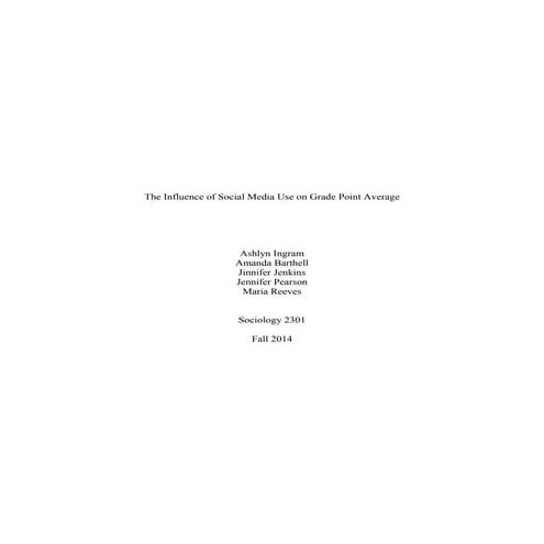 Social Media & Academic Acheivement- Group Research Proposal