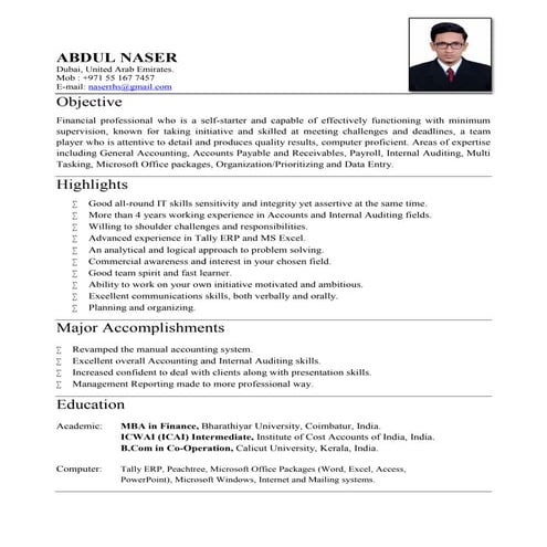 ABDUL NASER CV