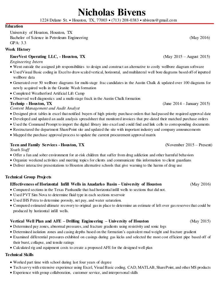 bivens nicholas 2016 resume