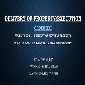 Delivery of property in execution of decree