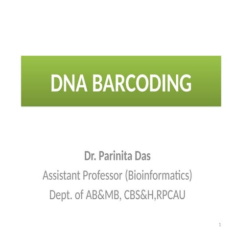 Comprehensive Overview of DNA Barcoding for Species Identification and ...
