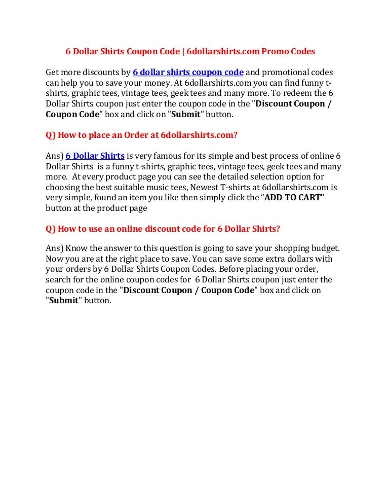 6DollarShirts Coupons 6 Dollar Shirts Coupon Codes 6dollarshirts 