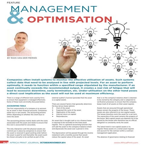 4. Management and optimisation