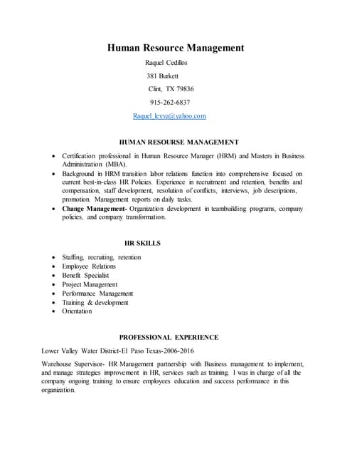 Human Recourse Management