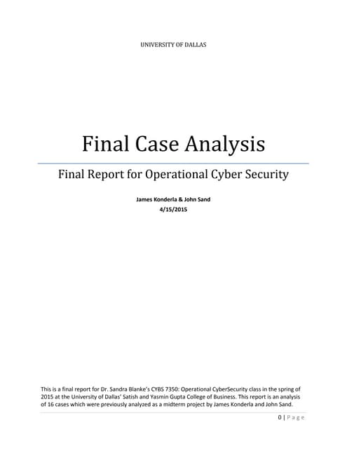 Operational CyberSecurity Final Case Report