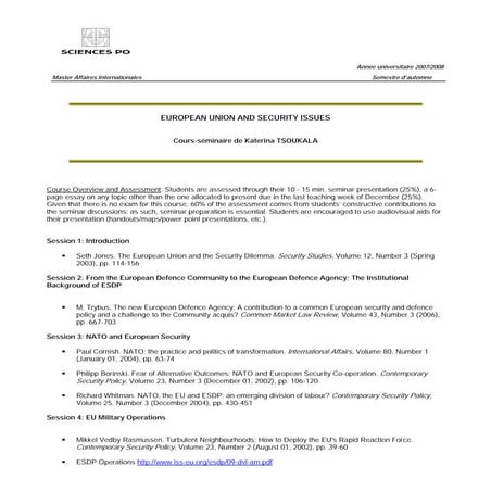 European Security Sylabus  - Katerina Tsoukala