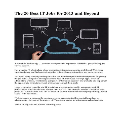 The 20 Best IT Jobs for 2013 and Beyond
