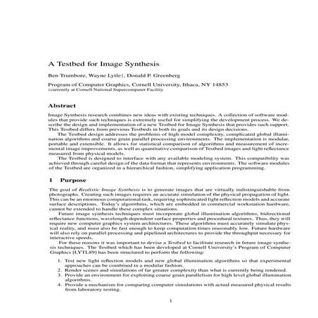 A Testbed for Image Synthesis